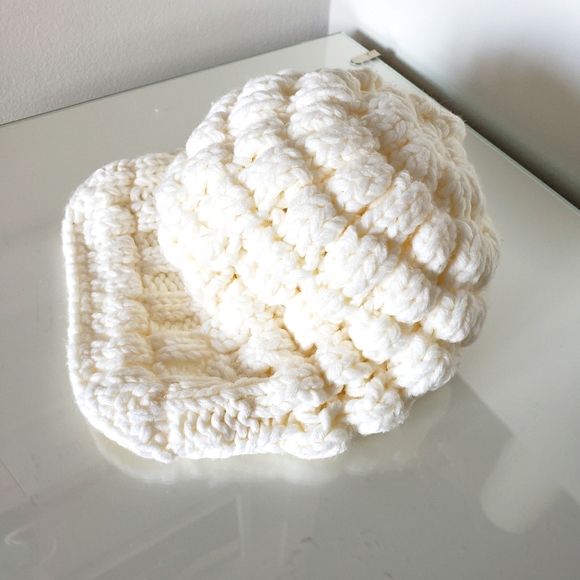 Roxy Chunky Knit Floppy Cap Cream Boho Summer Ski Winter Women NWOT - Picture 7 of 7